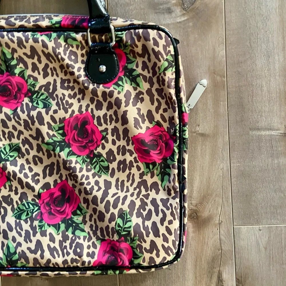 Vintage Betsey Johnson IPad, Laptop Padded Leopard and Roses Case Bag ,15” x 13